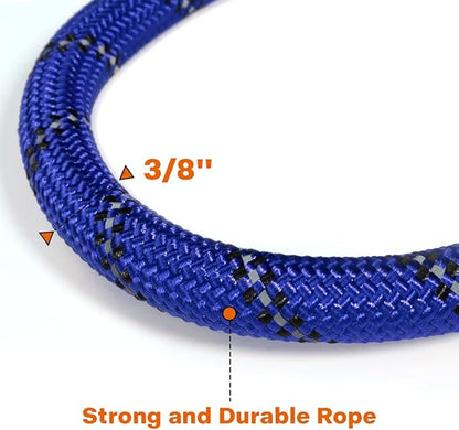 Taglory Rope Dog Leash 6 FT with Comfortable Padded Handle, Highly Reflective Threads Leash and Anti-Tangle Clip for Walking Small Dogs, 3/8 inch, Navyblue