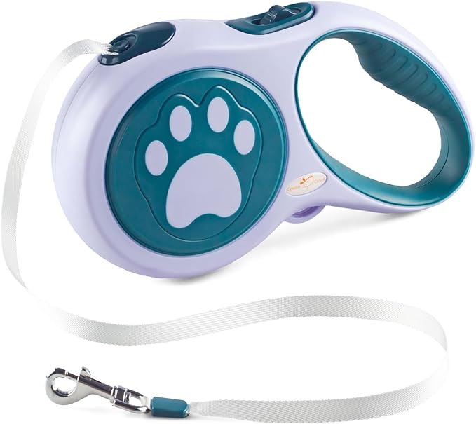 16 ft Heavy Duty Retractable Dog Leash, 360° Tangle Free Pet Walking Leash for Dogs with Anti-Slip Handle/Dispenser/Waste Bags, One-Hand Brake/Pause/Lock for Small/Medium Dog or Cat(5M, DarkGreen)