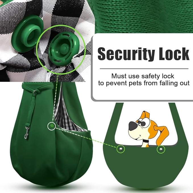 Tomkas Small Dog Cat Sling Carrier Puppy Purse Travel Wrap Soft Crossbody Pet Bag (Emerald Green, M - Zip Pocket & Adjust Strap)