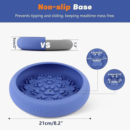Dog Lick Bowl, Slow Feeder Dog Bowl Licking Mat for Small to Large Dogs, BPA-Free Non-Slip Silicone Slow Feeder Treat Dispenser for Anxiety Relief, Freezer & Dishwasher Safe (Blue, 8.2"×2")