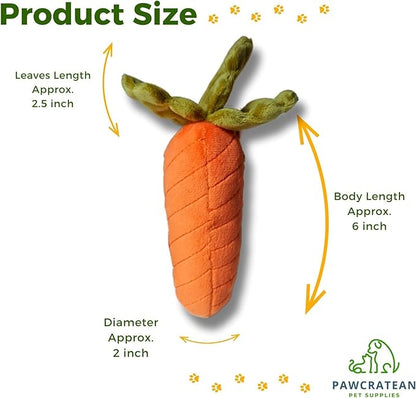 7" Squeaky Plush Toy for Puppies Small Dogs Self Etertainment Washable Soft Made [PET ONLY] (Carrot)