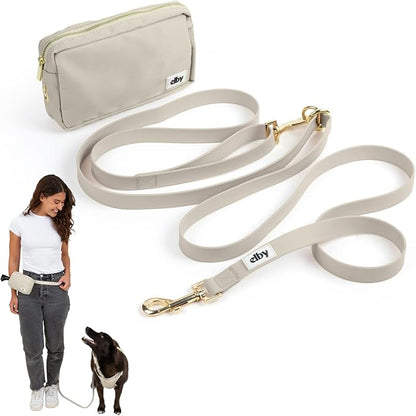 Hands Free Dog Leash with Treat Pouch – Waterproof Cross Body & Waist Leash for Dog Walking and Training with Poop Bag Holder - Cute Walking Accessories for Medium and Large
