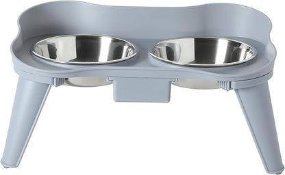 Gibson Home Wags N’ Whiskers 3 Piece Elevated Pet Bowl Set, 12oz Stainless Steel Dog & Cat Bowl with PP Stand, Non-Slip Raised Feeder, Food & Water Station, Dishwasher Safe, Blue