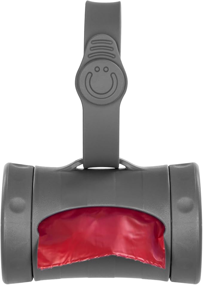 Ubbi Retractable Dog Poop Bag Holder and Dispenser with Silicone Strap Leash Attachment, Includes 2 Rolls of Lavender Scented Leakproof Waste Bags, Charcoal