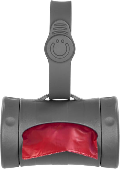 Ubbi Retractable Dog Poop Bag Holder and Dispenser with Silicone Strap Leash Attachment, Includes 2 Rolls of Lavender Scented Leakproof Waste Bags, Charcoal