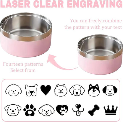 Personalized Dog Bowls with Name, Engraved Stainless Steel No Slip Food Water Bowl for Dogs Cats,Custom 25oz/35oz/53oz Bowl for Small/Medium/Large Pets