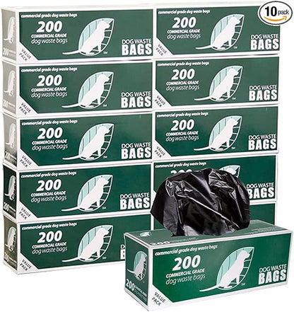 Zero Waste USA - 2,000 Commercial Grade Dog Waste Station Refill Roll Bags - Fits Any Roll Bag Dog Waste Station - 40% Thicker than competitor brands - 10 Rolls of 200 bags per roll