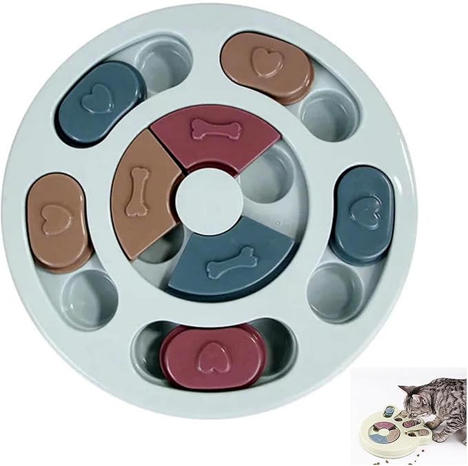 Anti-Choking Interactive Puzzle Toy for Slow Dispensing Feeding for Pets, 2023 New Dog Puzzle Toys, Dog/Cat Food Puzzle Feeder, Dog Stimulation Toys for Small and Medium-Sized Dogs (Blue, Circle)