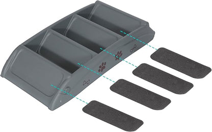 LEMY Foldable Pet Ladder,Pet Stairs with 4 Steps,Plastic Anti-Slip Pet Furniture Pet Dog Steps for Small/Old Dog,Grey