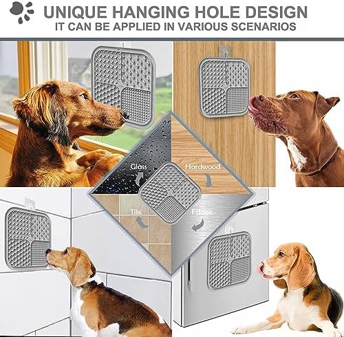 Lesipee Licking Mat for Dogs & Cats 2 Pack, Slow Feeder Lick Pat, Dishwasher Safe, Anxiety Relief Dog Toys Feeding Mat for Butter Yogurt Peanut, Pets Supplies Bathing Grooming Training Calming Mat - Image 4