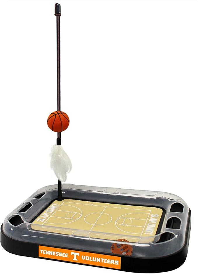 NCAA TENNESSEE Volunteers Basketball Court Felt Cat Scratcher Toy - 6-in-1 Interactive Cat Ball Bell Wand & Plush Basketball
