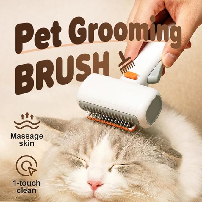 2-in-1 Pet Self-Detangling & Grooming Comb, 2026 New Deshedding Tool for Dogs & Cats, Undercoat Rake & Brush for Long or Short Hair, Removes Mats, Tangles & Loose Fur (White*2)