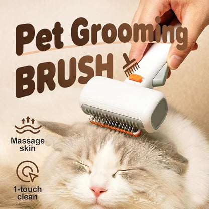 2-in-1 Pet Self-Detangling & Grooming Comb, 2026 New Deshedding Tool for Dogs & Cats, Undercoat Rake & Brush for Long or Short Hair, Removes Mats, Tangles & Loose Fur (White*2)