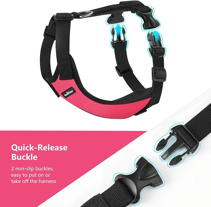 VavoPaw Dog Seat Belt, Safety Vest Dog Car Harness with Adjustable Buckle Dog Seat Belt for Vehicle Nylon Pet Safety Seat Belts Heavy Duty(XXL, Magenta)