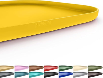 Silicone Pet Food Mat with Raised Edge for Food and Water Bowl, Dog Feeding Mats, Cat Food Trays for Floor Waterproof, Rubber Tray for Dogs and Cats, 22 x 14 x 0.8 Vivid Yellow