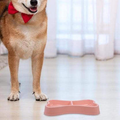 Garneck Pink Plastic Double Dog Bowls for Small Dogs - Durable Puppy Feeder with Water Bowl - for Meals and Hydration Ideal Small Animal Dish Pet Owners