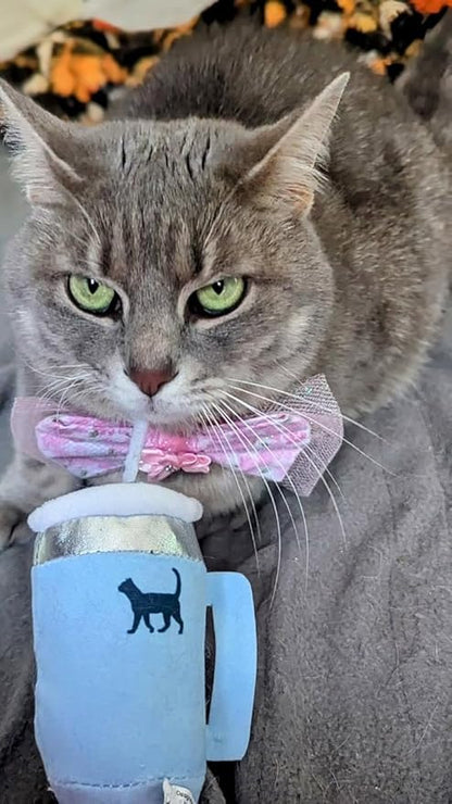 Kitty Cup Catnip Toy - Easter & Birthday Cat Gift Toy with Catnip & Crinkle, Funny Gift for Girl Indoor Kitten (Chambray Blue)