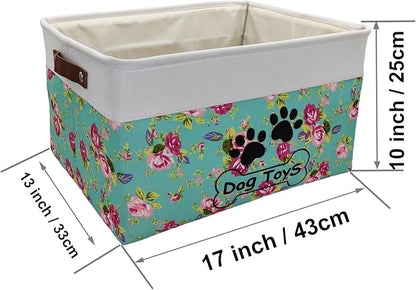 Large Collapsible Dog Toy Basket - Rectangle Bin for Pet Toys & Accessories