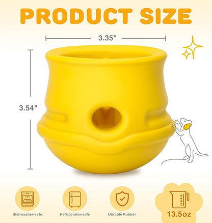 Dog Enrichment Toys, Interactive Puzzle Toys for Dogs - Nature Rubber & Durable Dog Toys, Dog Toys to Keep Them Busy, Slow Feeder - Frozen Dog Treat Toy, Dishwasher Safe, Lemon, M