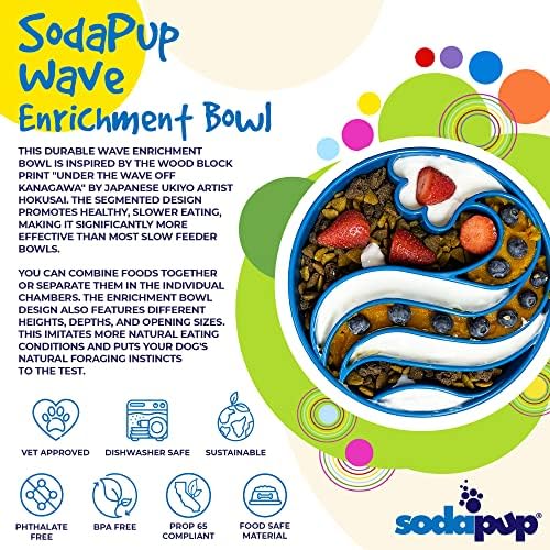 SodaPup Wave Enrichment Bowl – Durable Enrichment Slow Feeder Bowl Made in USA from Non-Toxic, Pet-Safe, Food Safe Material for Mental Stimulation, Slowing Down Eating, Healthy Digestion, & More - Image 3