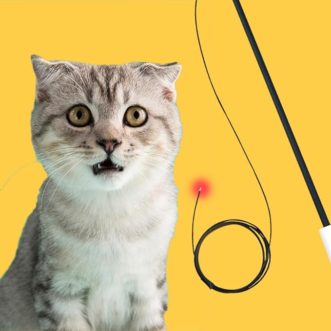 Firefly Feather Laser Cat Interactive CAT Toy Laser Firefly Hunting (RED)
