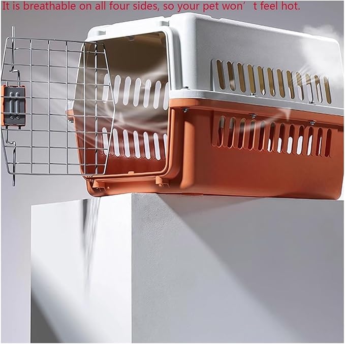 Dog Kennel Pet Airline Box Checked Dog Travel Portable Car Cage(Gris)