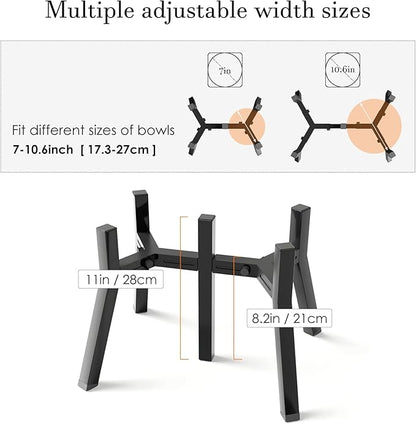 SHAINFUN Elevated Dog Bowl Stand for Medium Large Breeds, Adjustable Width for 7-10.6" Wide Bowls, 11" Tall Holder, 2-in-1 Raised Feeder (Bowl Not Included)