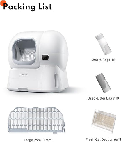 Homerunpet Self Cleaning Litter Box with Raised Ramp - 106L Ultra Large Automatic Cat Litter Box with Anti-Pinch Safety, Auto Refill, One-Click Litter Replacement, App Control for Multi-Cat Homes