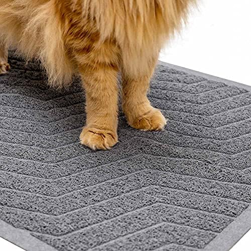 WePet Cat Litter Box Mat(No. 02-2), Kitty Premium PVC Pad, Durable Trapping Rug, Phthalate Free, Urine-Resistant, Scatter Control, L 35 x 23, Grey by WePet