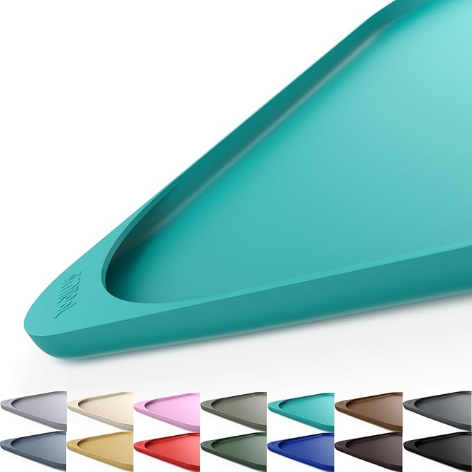Silicone Pet Food Mat with Raised Edge for Food and Water Bowl, Dog Feeding Mats, Cat Food Trays for Floor Waterproof, Rubber Tray for Dogs and Cats, 19 x 12 x 0.7 Dark Turquoise