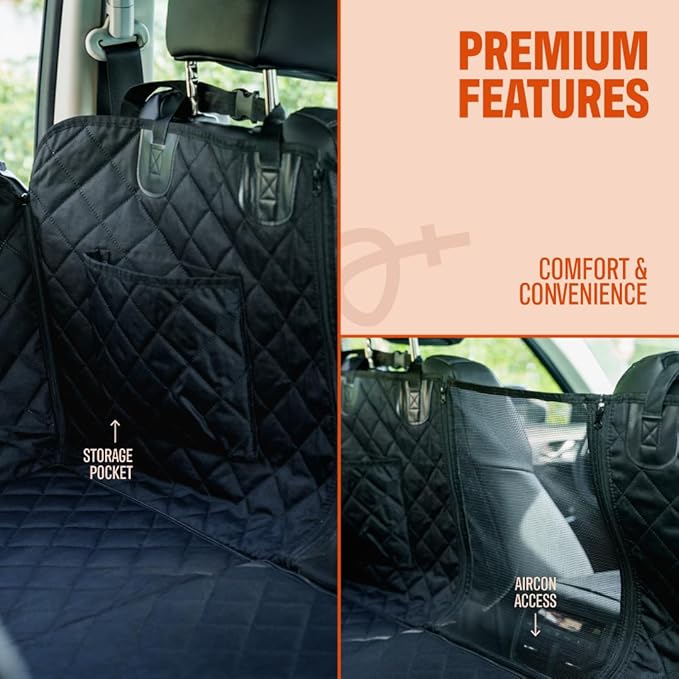 Dog Backseat Extender - Pet Car Seat Cover Hammock & Back Seat Protector | Durable Bridge Protects from Fur Dirt & Claws | Universal Fit for Cars Trucks & SUVs