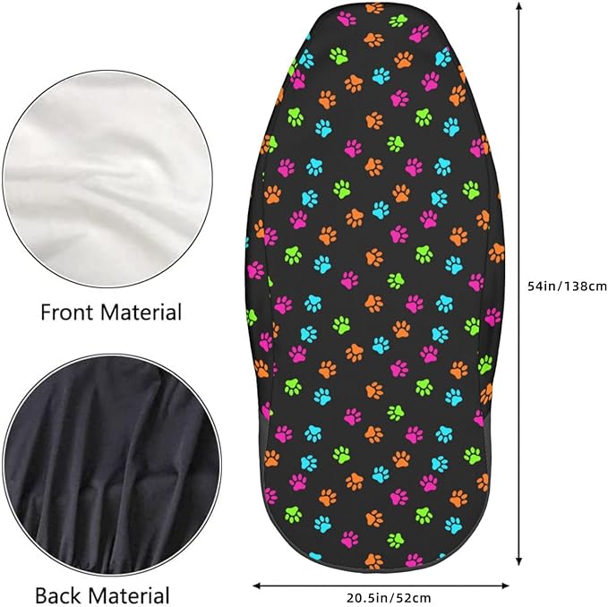 Foruidea Colorful Dog Cat Paw Print Car Seat Covers Universal 2 Pcs Auto Front Seat Cover Fit Most Cars,SUV,Sedan,Trucks