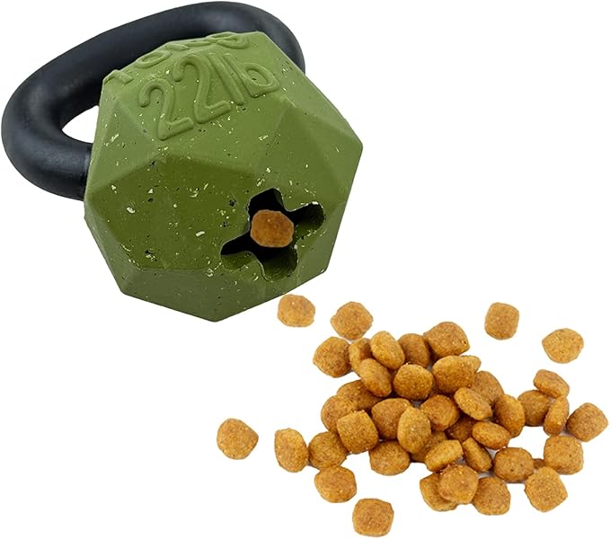 Max Fusion Made with Nike Grind, Arlee Kettlebell Treat Dispensing Dog Toy, Durable Green Dog Treat Toy, Treat Dispenser Toys, Natural Rubber Chew Toy, Small, 1 Count