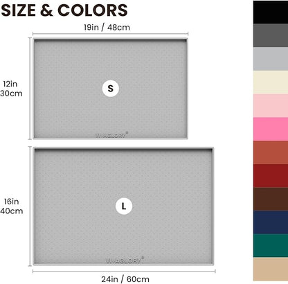 VIVAGLORY Dog Bowl Mat Grippymat Pet Food Mat, Waterproof Washable Nonslip Silicone for Pet & Cat, Food and Water Placemat with Lip & Raised Edges for Indoor Floor, S, Light Grey