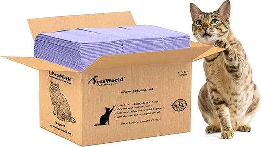 PetsWorld Universal Fit Cat Pad Refills for Litter Box, Unscented, Odor Control, Pack of 50