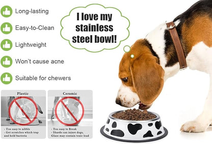 Stainless Steel Dog Bowls, Food and Water Non Slip Anti Skid Stackable Pet Puppy Dishes for Small, Medium and Large Dogs (2 Pack)