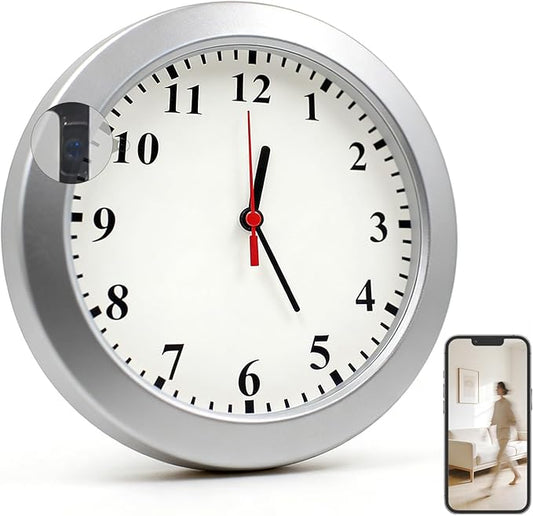 Wireless Hidden Camera Nanny Cam Clock 1080P FHD Hidden Spy Cameras for Home Real-Time View Motion Detection WiFi Wall Clock Security Camera Indoor No Audio