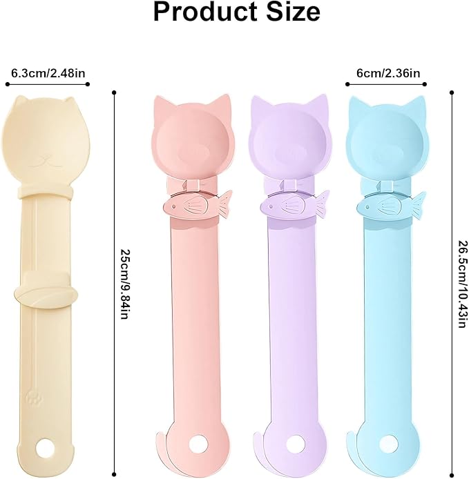 Aerbee 4PCS Cat Strip Feeder Spoon, Sliding Pet Treat Spoon Squeeze, Lickable Squeezable Creamy Treat, Wet Treats Dispenser, Cat Treat Spoon Squeez, Fun Feeding for Pets, Beige/Blue/Purple/Pink