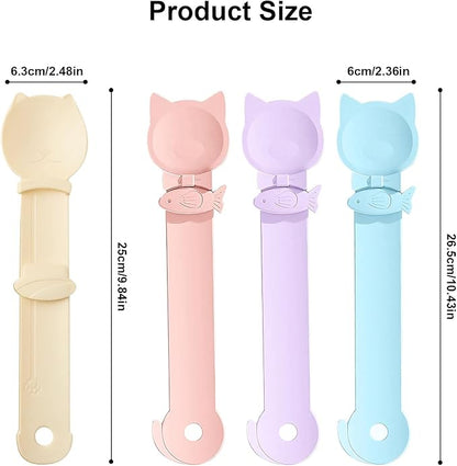 Aerbee 4PCS Cat Strip Feeder Spoon, Sliding Pet Treat Spoon Squeeze, Lickable Squeezable Creamy Treat, Wet Treats Dispenser, Cat Treat Spoon Squeez, Fun Feeding for Pets, Beige/Blue/Purple/Pink