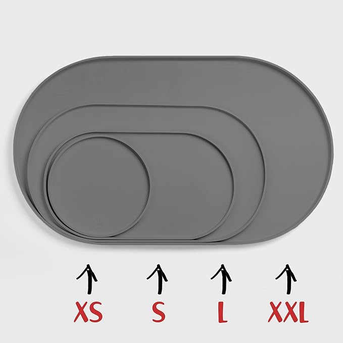 DogBuddy Dog Food Mat - Waterproof Dog Bowl Mat, Silicone Pet Mat for Food and Water Bowls, Nonslip Pet Feeding Mat with Edges, Dogs Food Mats for Floors, Puppy Supplies (Small, Gray)