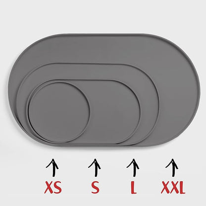 DogBuddy Dog Food Mat - Waterproof Dog Bowl Mat, Silicone Pet Mat for Food and Water Bowls, Nonslip Pet Feeding Mat with Edges, Dogs Food Mats for Floors, Puppy Supplies (Large, Gray)