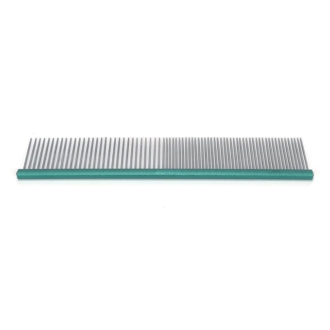Generic Greyhound Comb for Dogs, Metal Dog Comb with Rounded Ends, Green