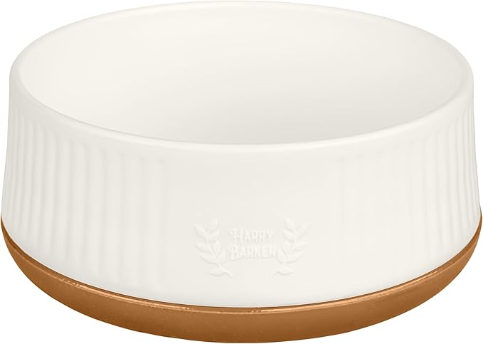 Harry Barker Large Modern Dog Bowls, 2-Pack Eco-Friendly Plastic Pet Food & Water Bowls, Non-Slip Base, Dishwasher Safe, BPA-Free, Neutral Design
