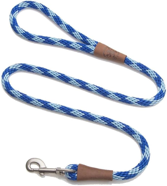 Mendota Pet Snap Leash - British-Style Braided Dog Lead, Made in The USA - Sapphire, 3/8 in x 4 ft - for Small/Medium Breeds