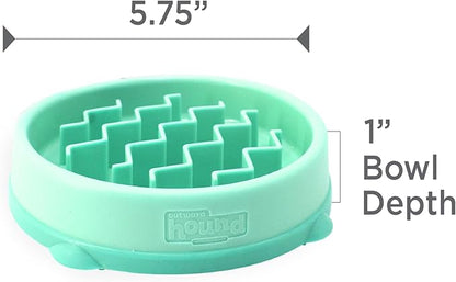 Outward Hound Fun Feeder Slo Bowl – Small 3/4-Cup Capacity, Slow Feeding, Small Dogs, Puppies & Cats, Non-Slip, Mint, Wave Pattern