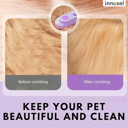 Cat Steam Brush for Shedding, 4-in-1 Rechargeable Pet Grooming Brush for Cats & Dogs, Anti-Static, Massage, Cleaning & Combing with Gentle Steam, Removes Loose Hair & Tangles (Purple)