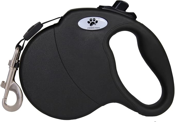 16 ft Retractable Dog Leash for Large Dogs up to 44 lbs,Tangle-Free Nylon Tape,Black Dan M
