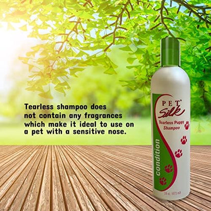 Pet Silk Tearless Puppy Shampoo 16oz, Specially Formulated Tear Free Shampoo for Sensitve Skin & Coat, Effective & Gentle, Fragrance & Dye Free for The at-Home Groomers! - Image 4