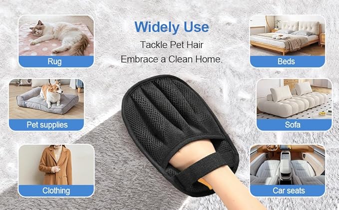 Pet Hair Removal Glove for Cats and Dogs,Premium Upgraded Reusable Electrostatic Pet Hair Gloves, Brush Pet Hair Remover Tool