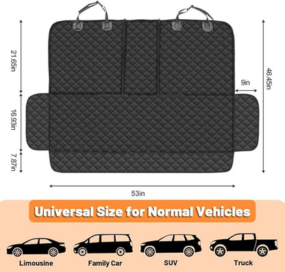 Dog Car Seat Cover for Back Seat, Backseat Cover Protector for Most Cars, SUVs, Small Trucks, Watertight Nonslip Rear 60/40 Split Bench fits Middle Armrest Black